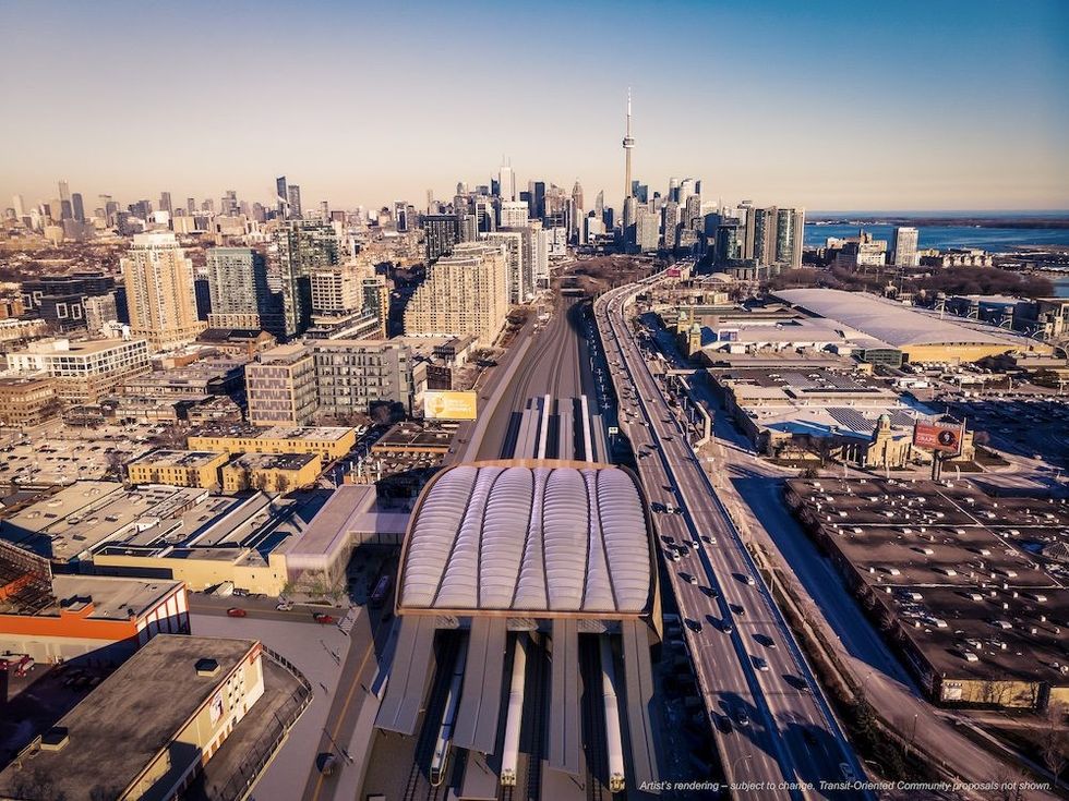01 future exhibition station aerial view looking east