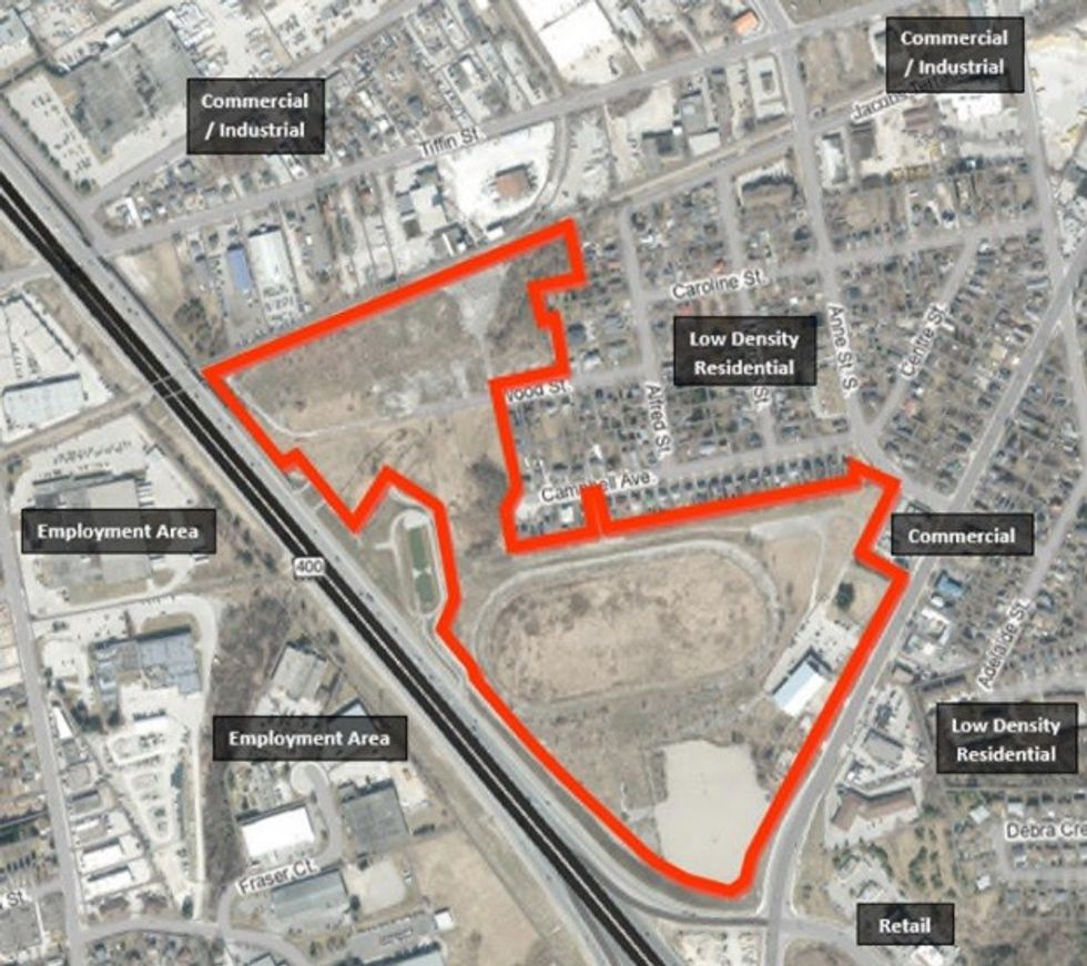 175-199 Essa Road and 50 Wood Street and its surrounding context.