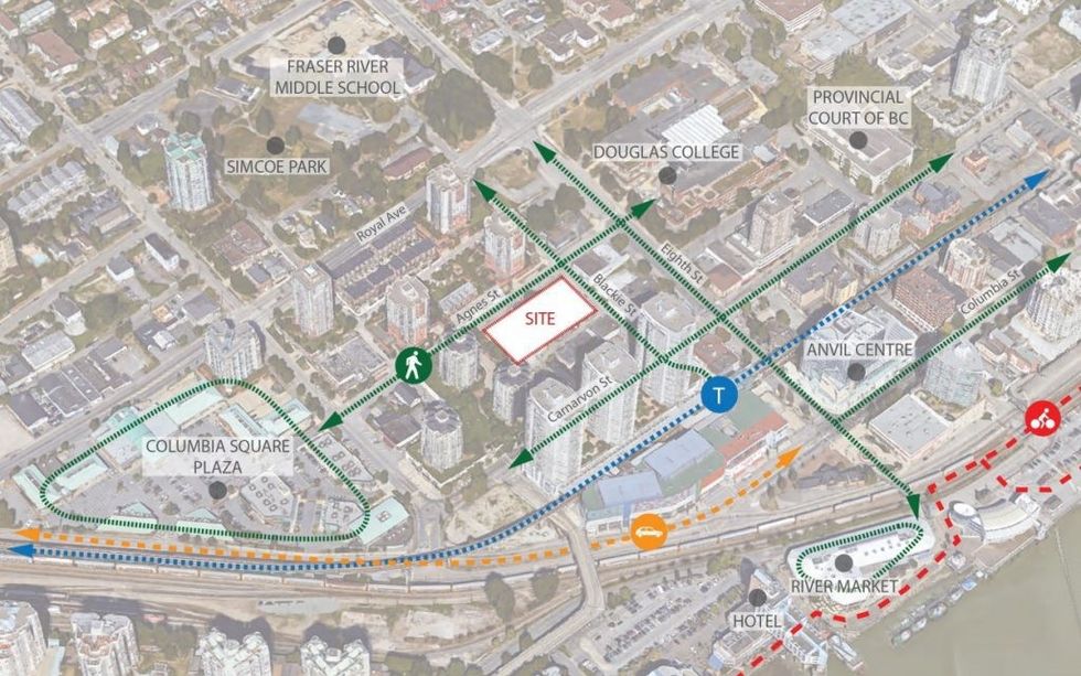 810 Agnes Street - 815-821 Victoria Street New Westminster 33-Storey Rental Building Site Context