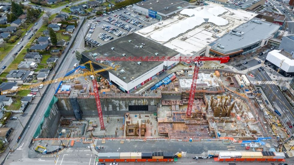 A construction site at the Amazing Brentwood in Burnaby in 2024.
