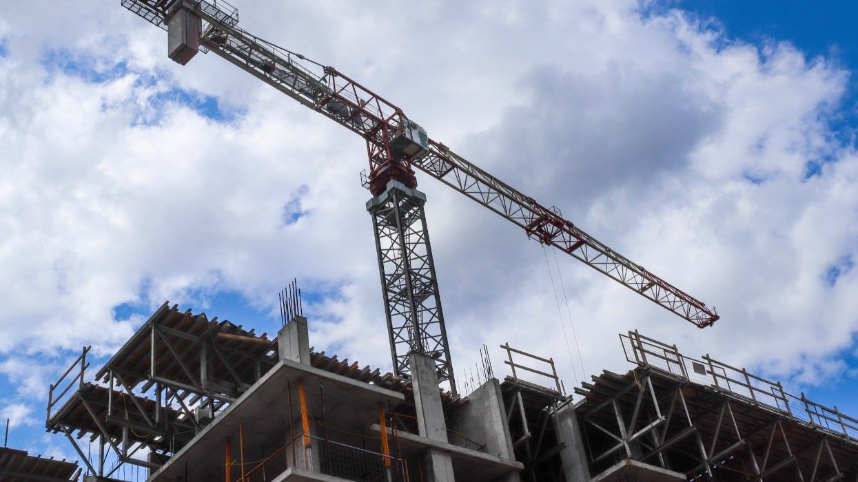 A crane at a construction site in Canada.