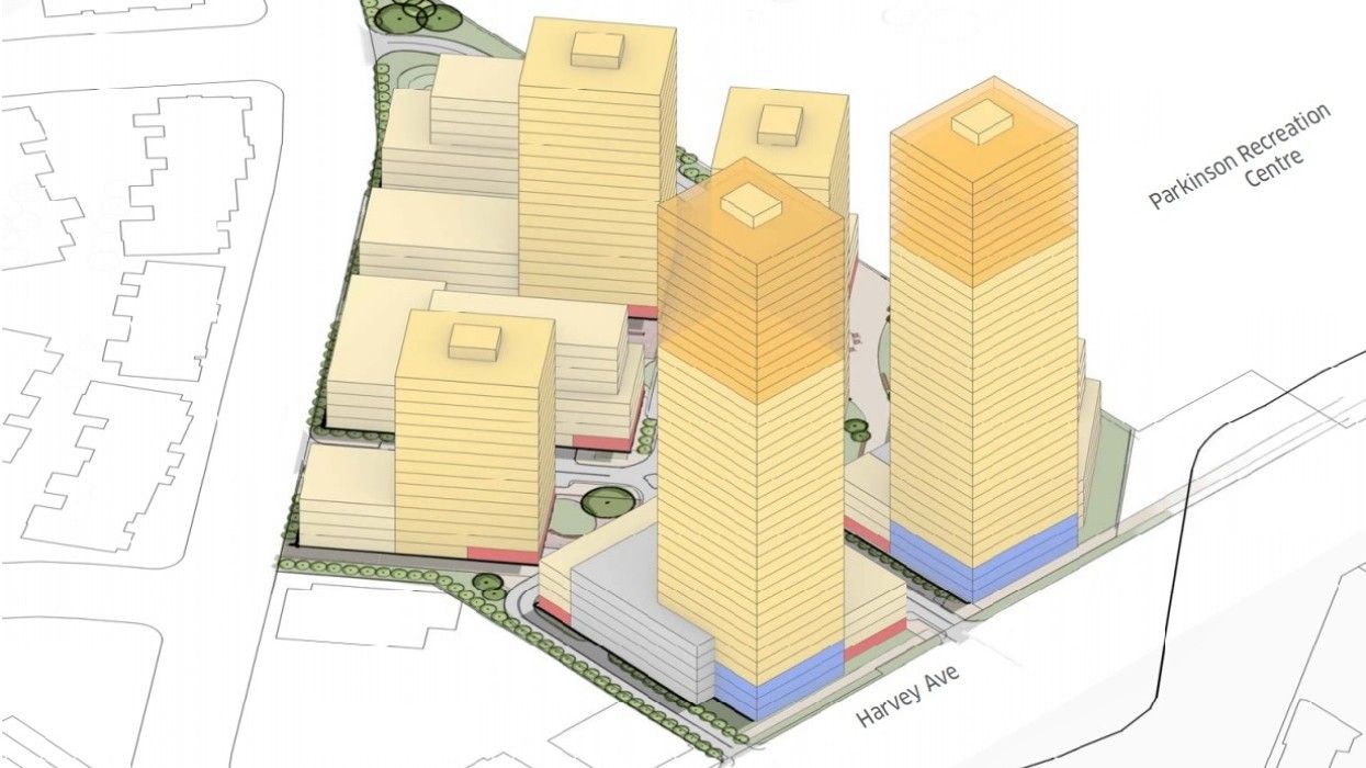 A drawing of the proposed redevelopment for 1574 and 1634 Harvey Avenue in Kelowna.