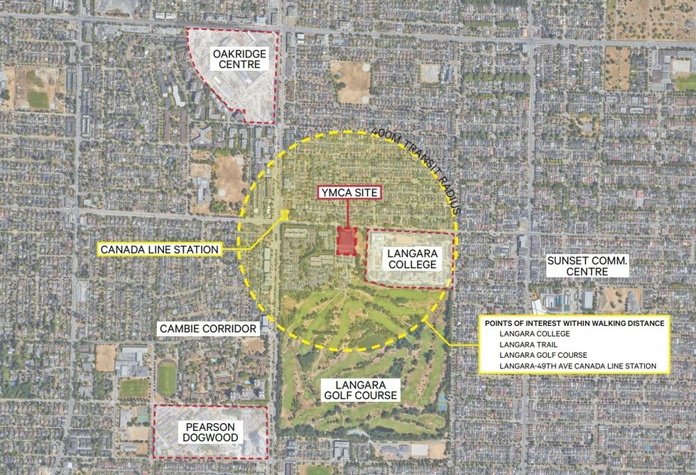 A map highlighting 282 W 49th Avenue and its surrounding context.