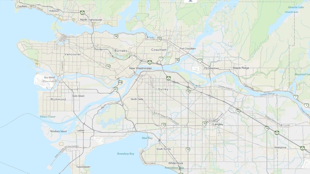 A map of Metro Vancouver.