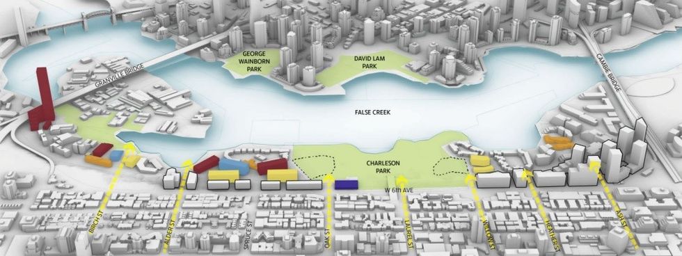 A map of the envisioned redeveloped buildings.