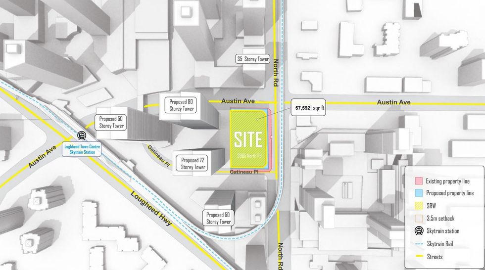 A map showing 3965 North Road and its surrounding context.