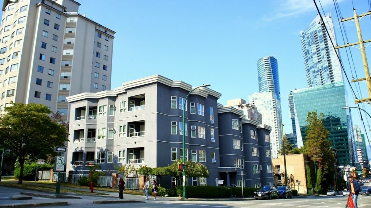 A multi-family apartment building building in downtown Vancouver, BC.