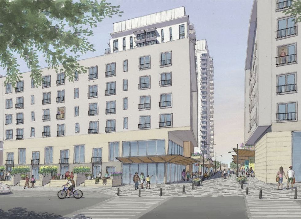 A rendering of one of the residential edges of the redeveloped site.