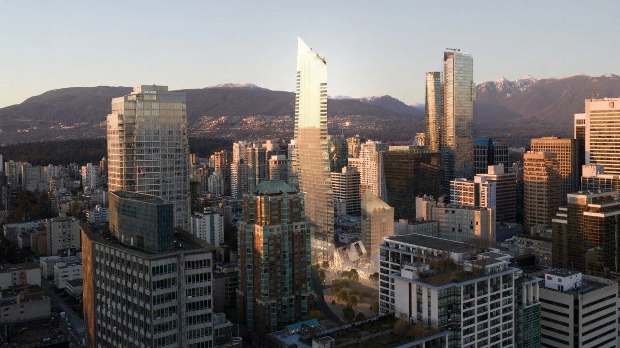 A rendering of the 55-storey tower that was planned for 1045 Haro Street.