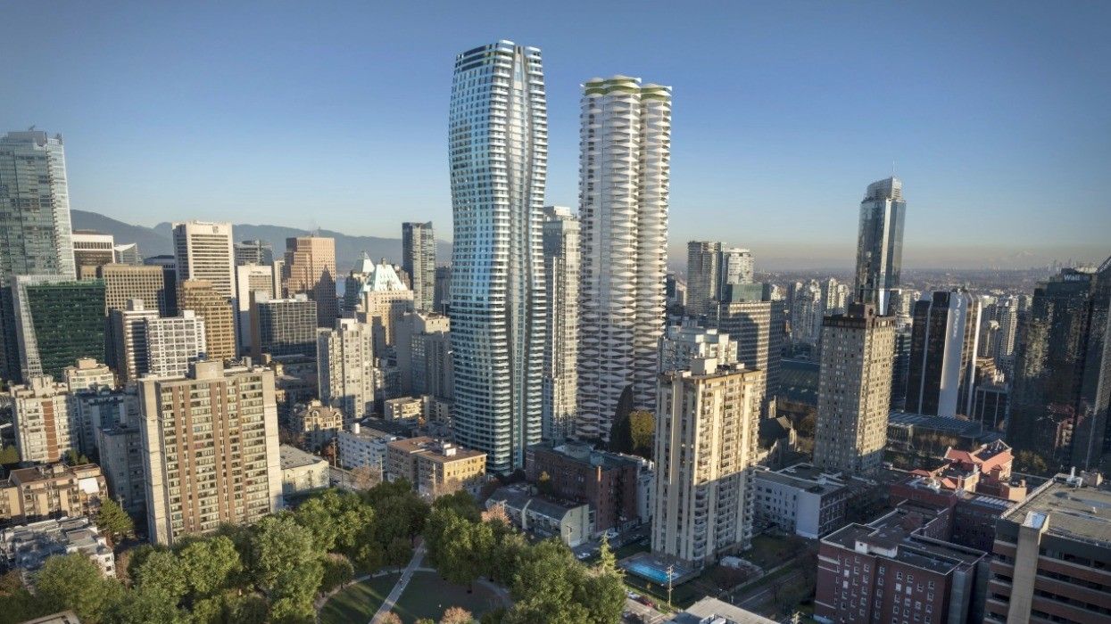 A rendering of the 60-storey CURV planned for 1075 Nelson Street in Vancouver.