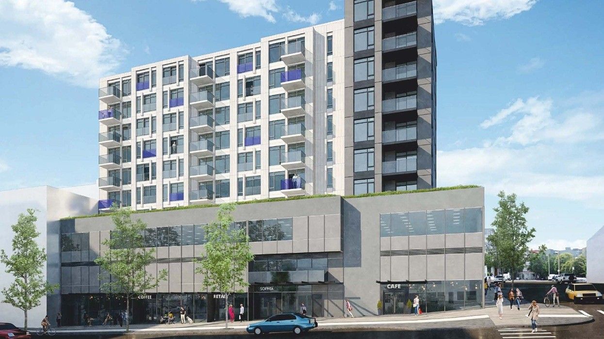 A rendering of the 9-storey rental building previously proposed for 304 and 316 E 1st Avenue in Vancouver.