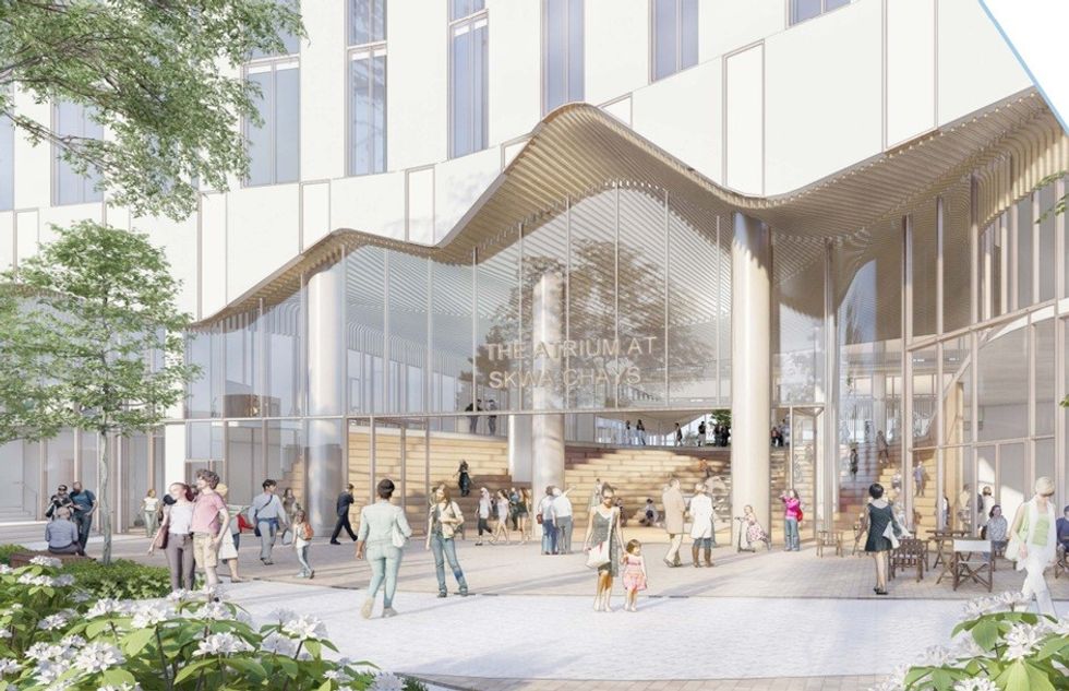 A rendering of the atrium of the proposed four-tower complex. 