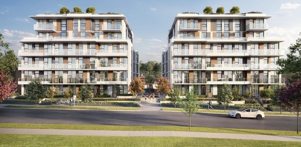 A rendering of the Auberry project planned for 463 W 59th Avenue in Vancouver.