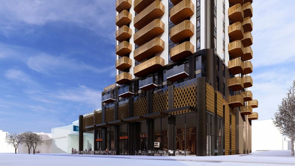 A rendering of the commercial retail space on the ground level.