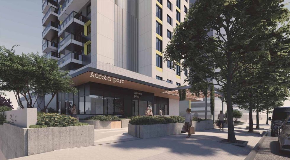 A rendering of the entrance of the building.