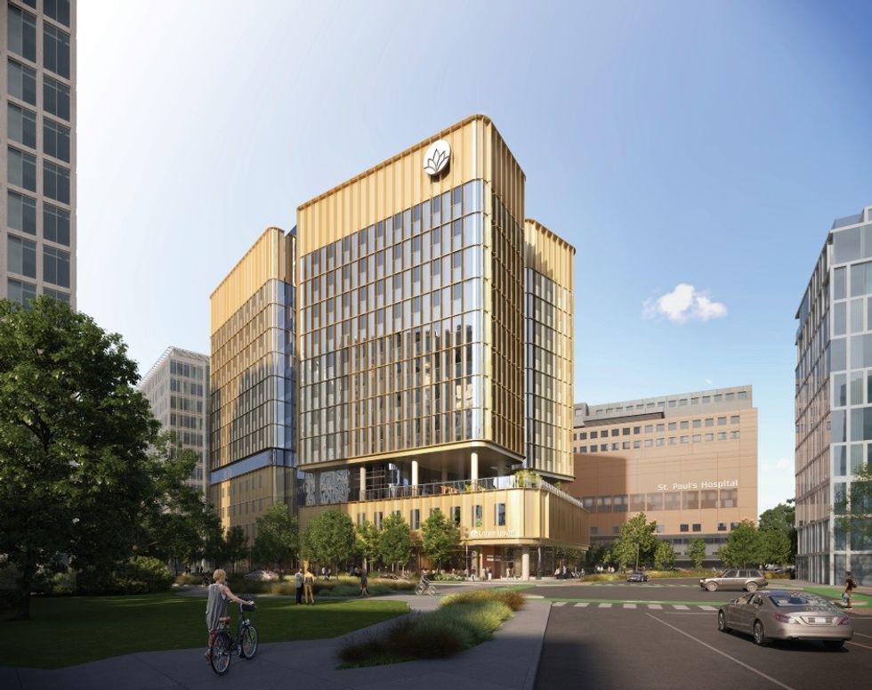A rendering of the new St. Paul's Hospital Clinical Support and Research Centre.