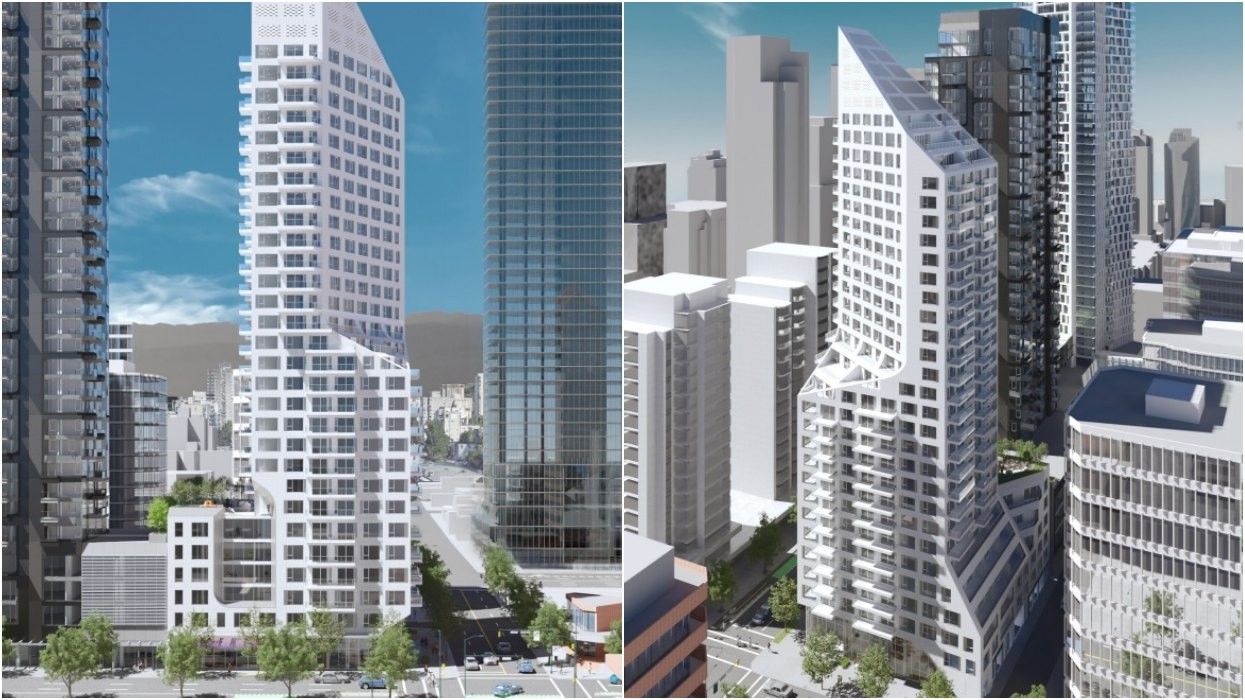A rendering of the proposed tower for 902 Davie Street in downtown Vancouver.