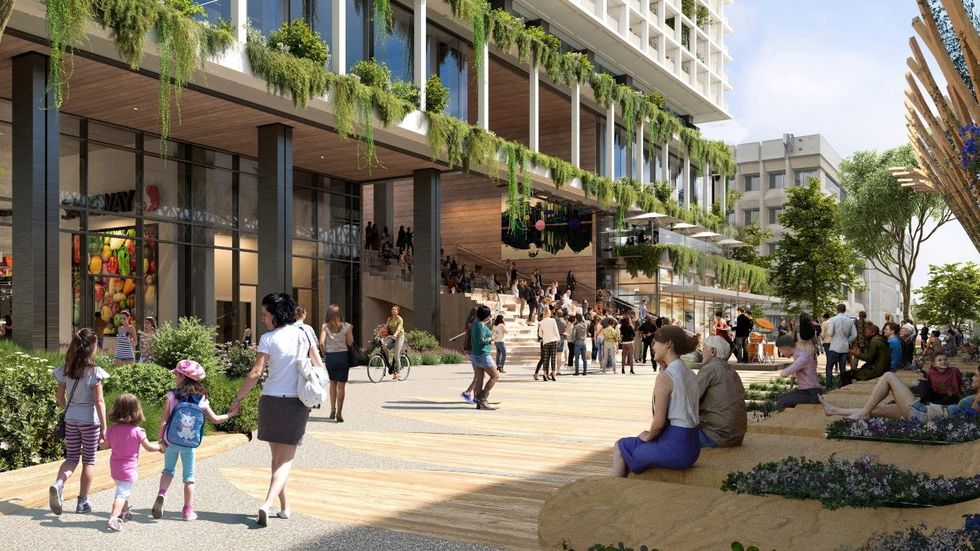 A rendering of the public plaza planned for 1780 E Broadway in Vancouver.