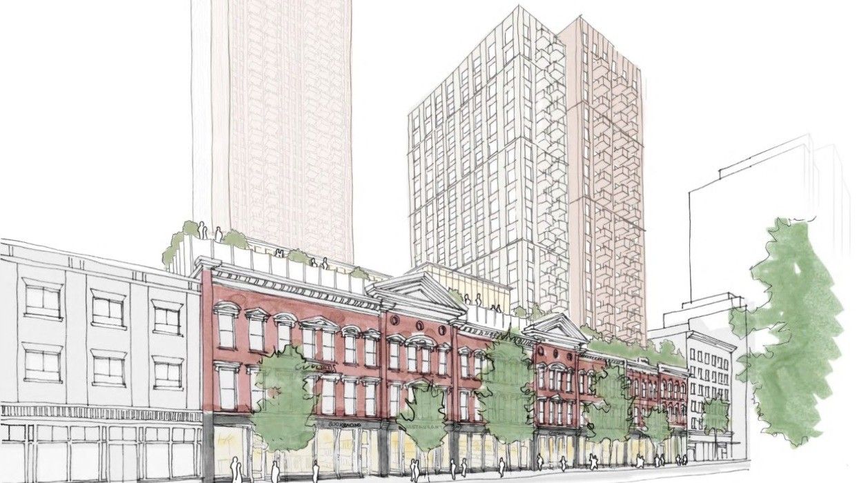 A rendering of the revised Cohen Block proposal set for 8-36 W Cordova St. and 15-27 W Hastings St.
