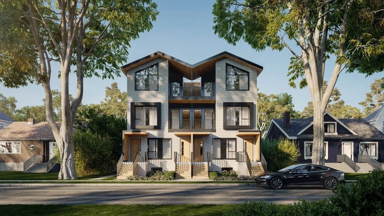 A rendering of the six-unit Nora townhouse development in Vancouver by Fastmark Developments.