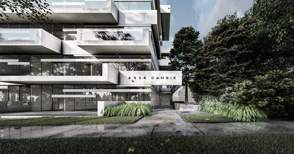 A rendering of the Slate Block project planned for 4338-4362 Cambie Street.