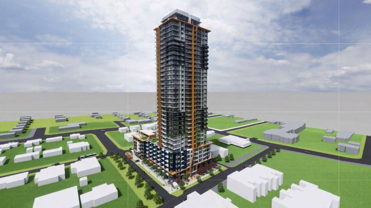 ​A rendering of the tower proposed between 132A Street and 133 Street in Surrey.