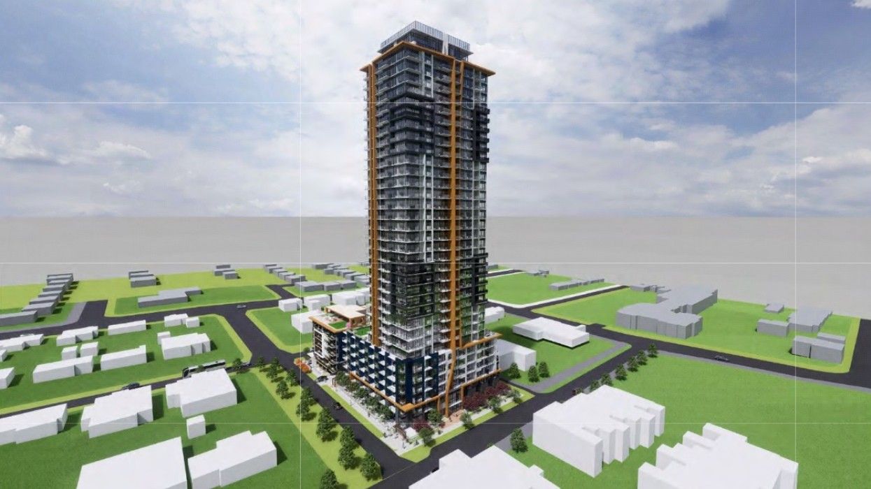 A rendering of the tower proposed between 132A Street and 133 Street in Surrey.