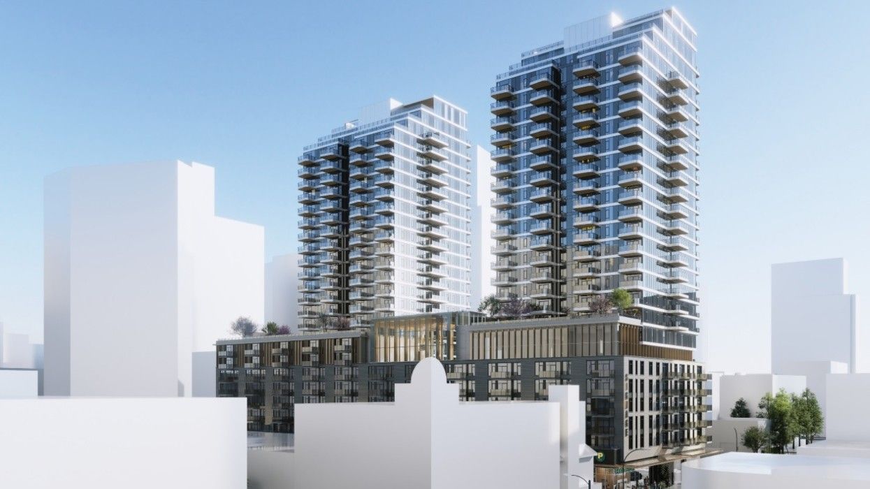 A rendering of the two towers proposed for 1045 Haro Street in Vancouver.