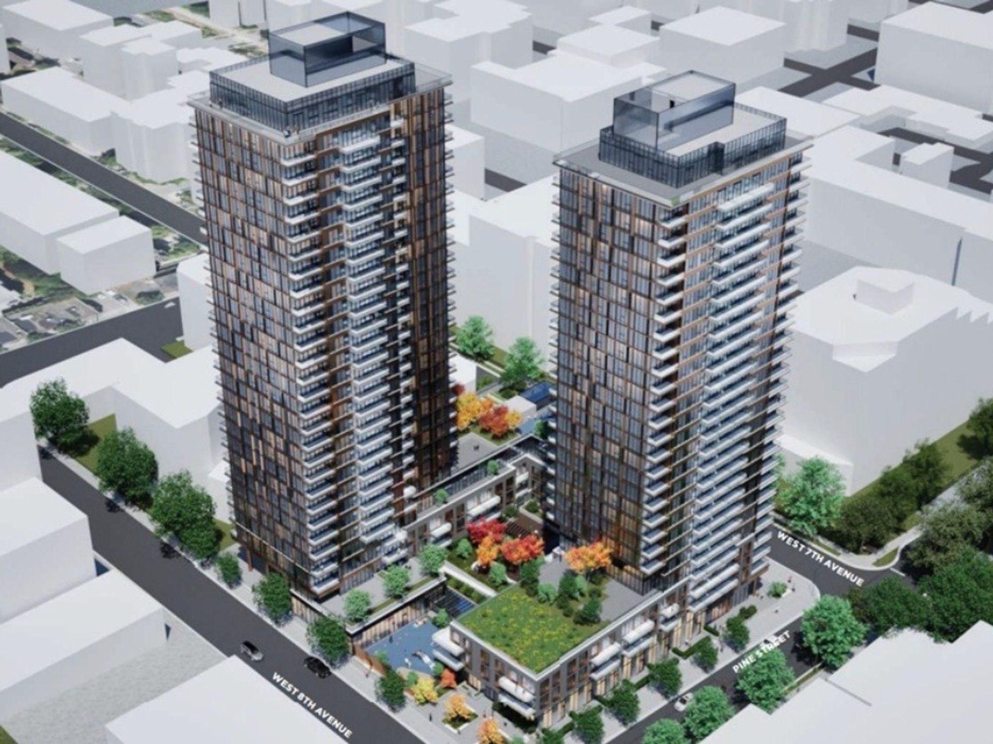 Amacon Proposing Two Towers Near Broadway And Burrard In Vancouver