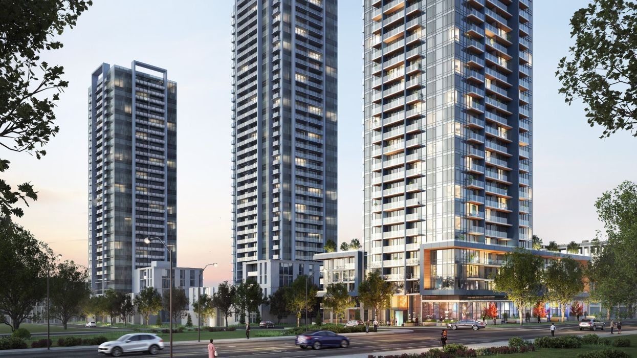 A rendering of three high-rise towers.