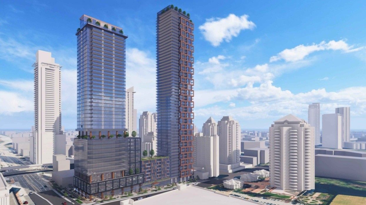 A rendering of two high-rise towers.