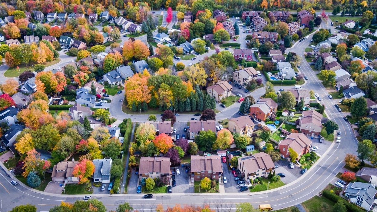 A residential Canadian neighbourhood in the fall.