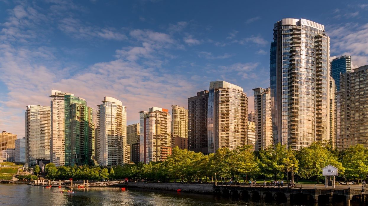 A row of high-rises in the Coal Harbour area of Vancouver.