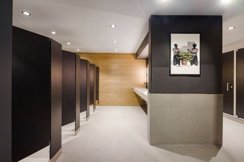 A shared washroom within one of the Marine Landing buildings.