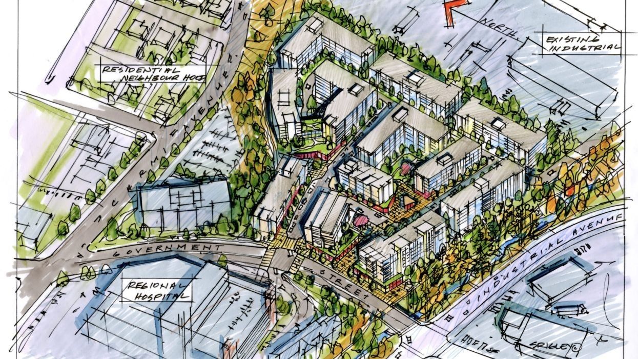 ​A sketch for Penticton's Innovation District, along Government Street.