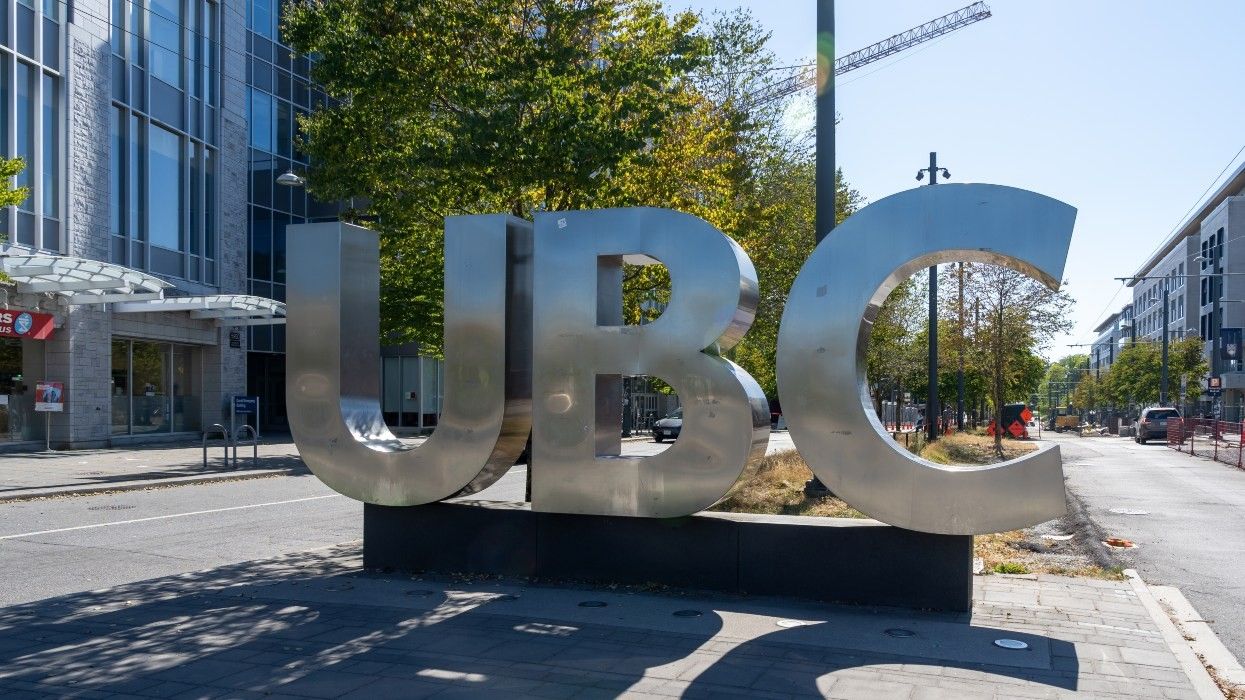 A "UBC" sign at the University of British Columbia.