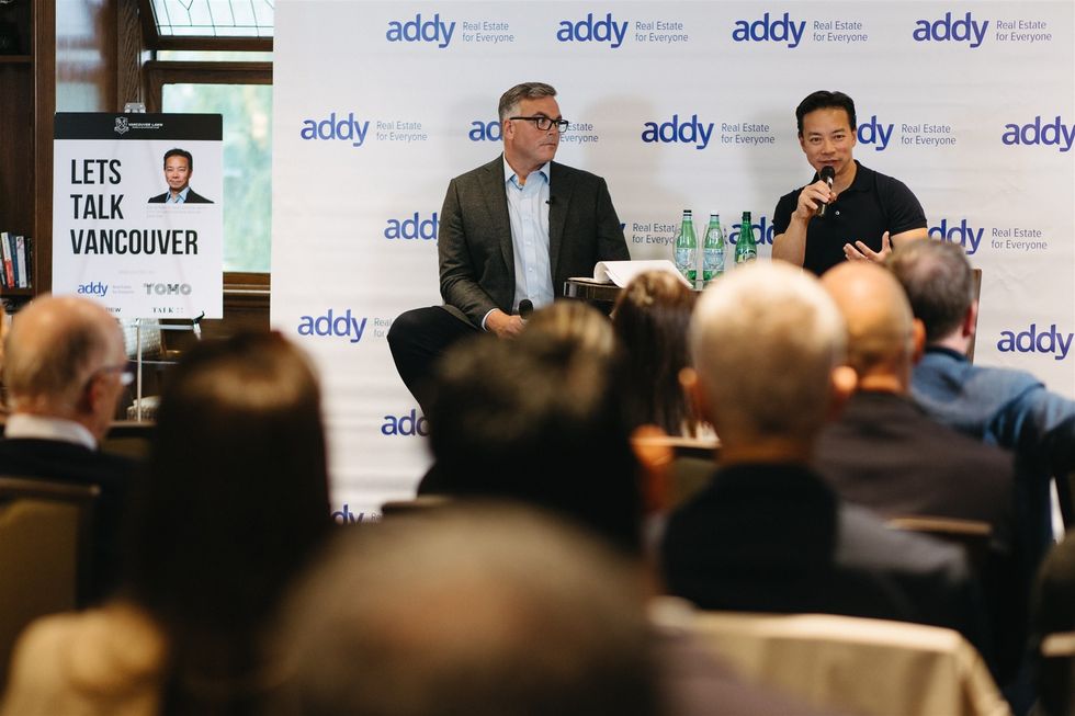 addy Co-Founder Stephen Jagger and Mayor of Vancouver Ken Sim at an event in September 2023.