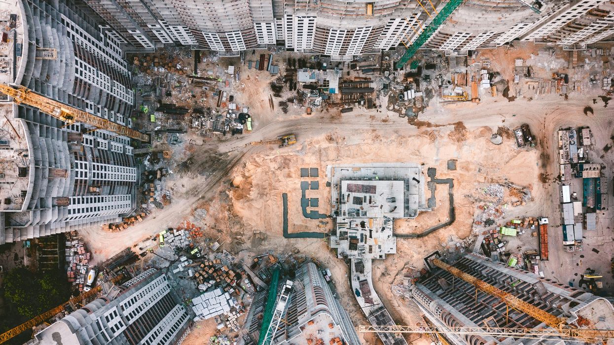 aerial photograph of multi-high-rise construction site