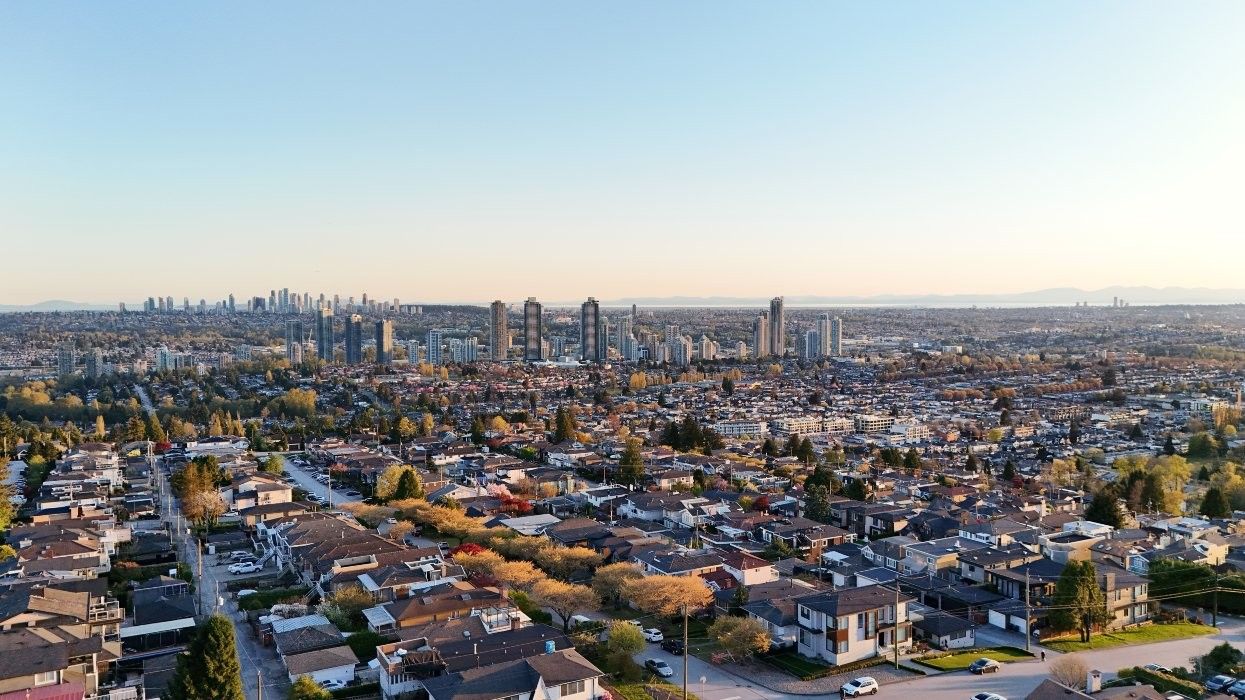 Aerial view of a residential neighbourhood in Burnaby.