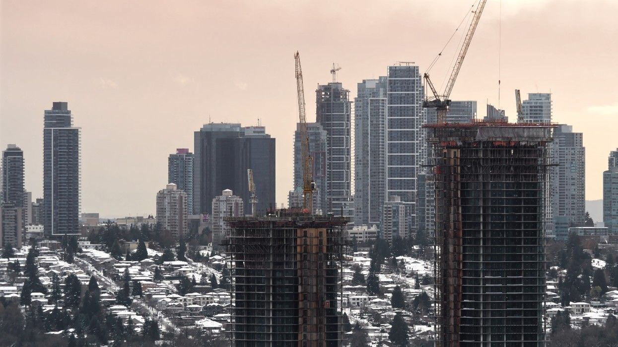 Aerial view of high-rises being constructed in Burnaby.