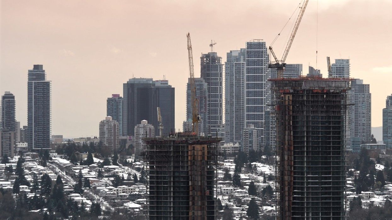 ​Aerial view of high-rises being constructed in Burnaby.