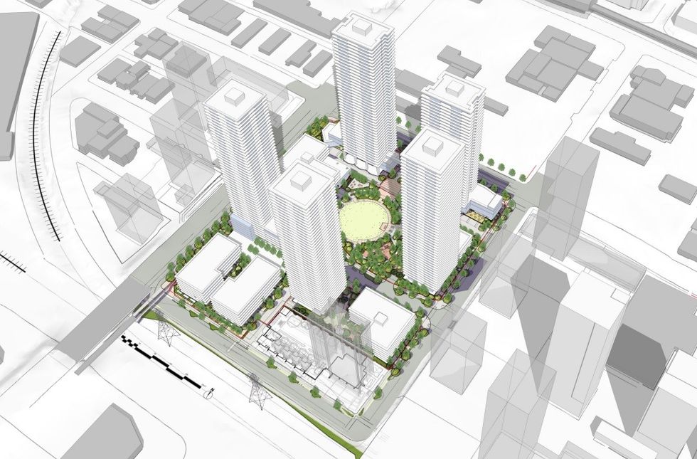 Aerial view of South Yards in Burnaby.