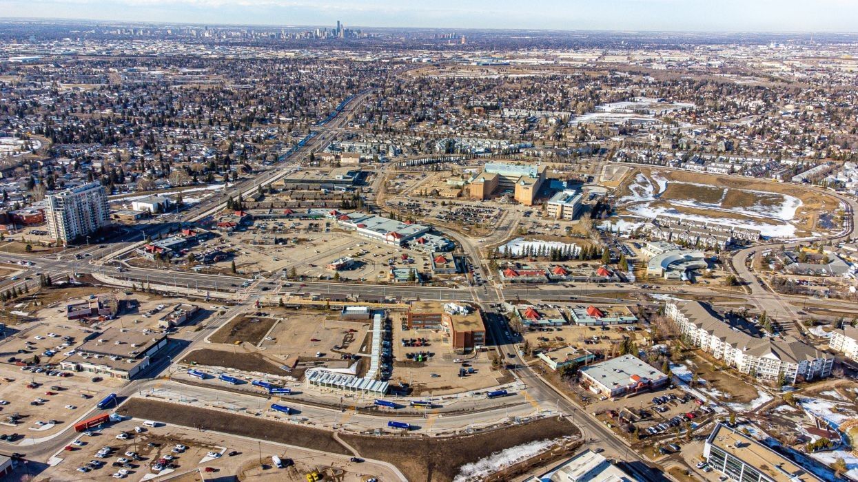 Aerial view of the Mill Woods Town Centre in Edmonton.