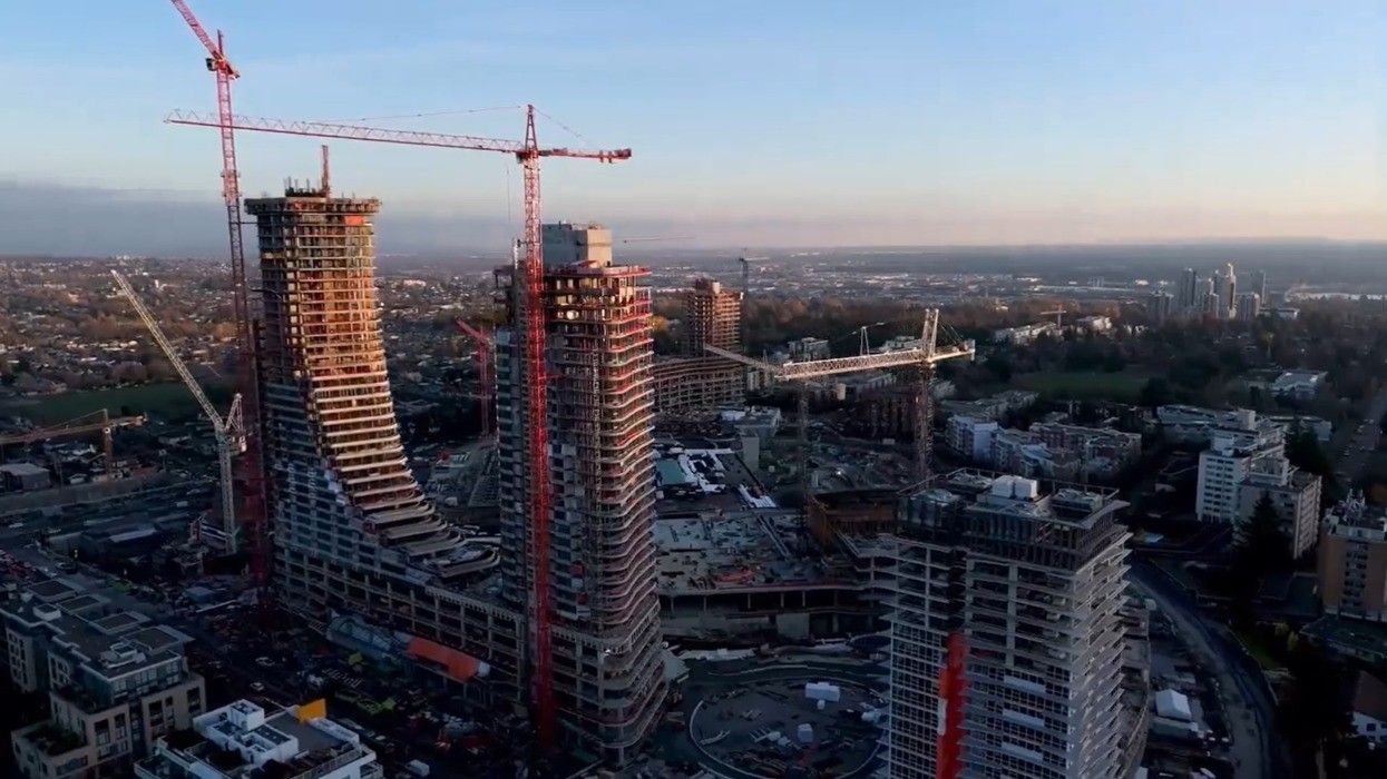 Aerial view of the Oakridge Park redevelopment in Vancouver, from earlier this year.