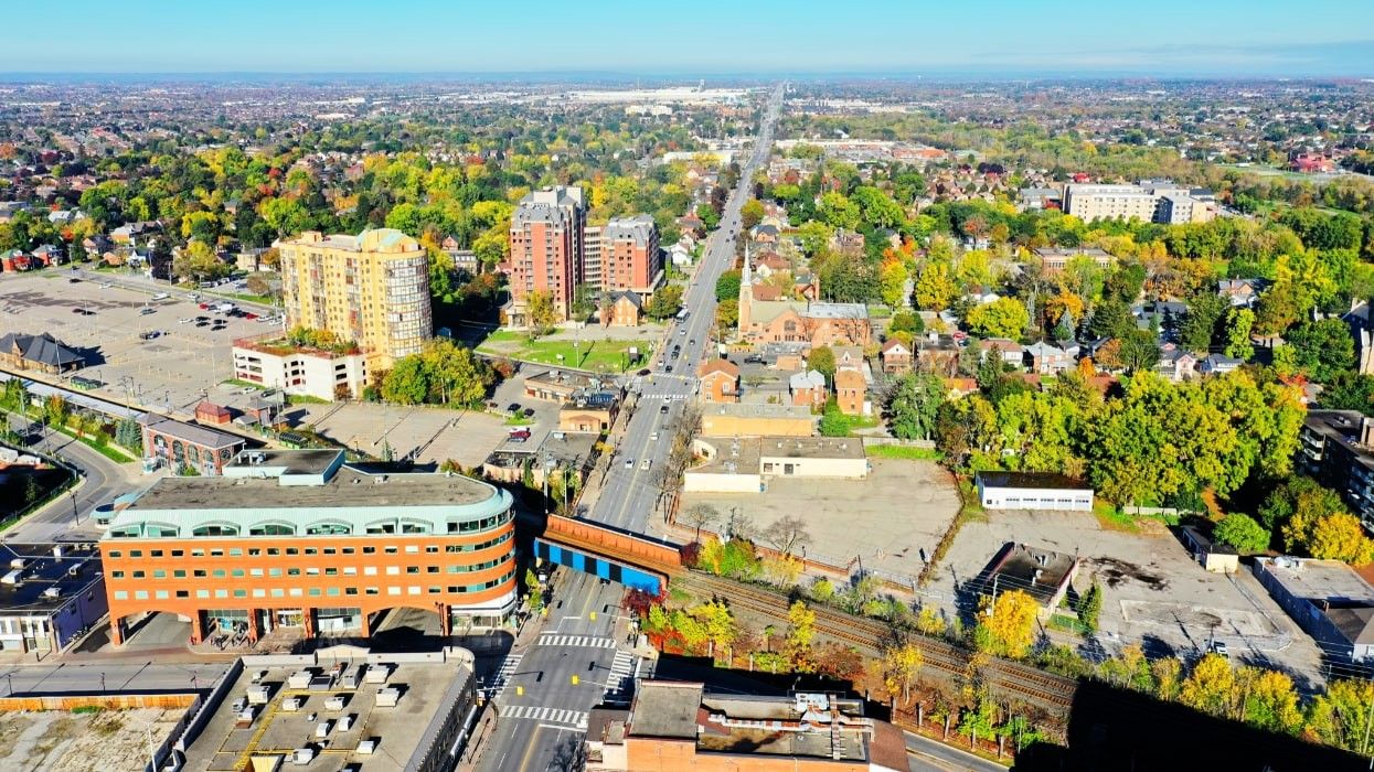 An aerial view of Brampton, Ontario.