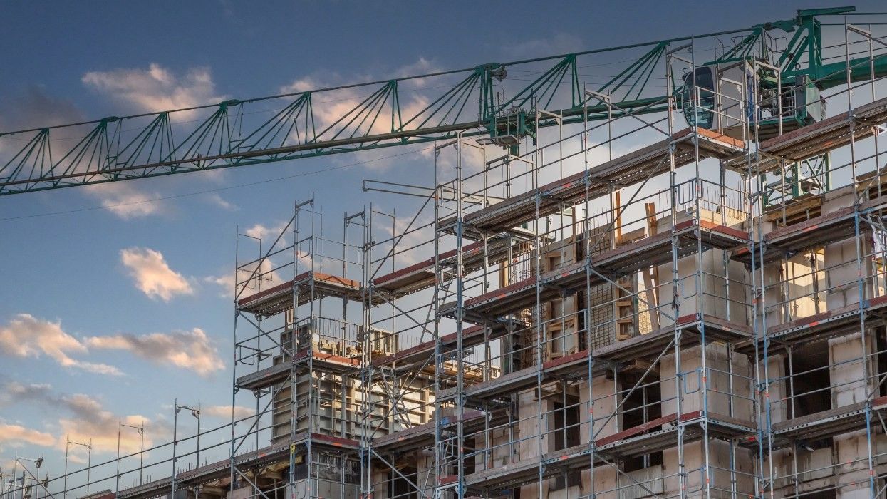An apartment building being constructed