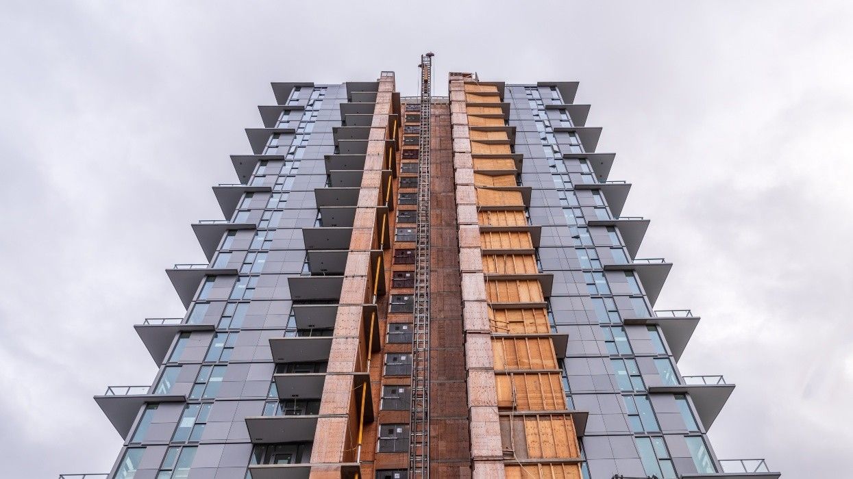 An apartment building under construction in Vancouver.