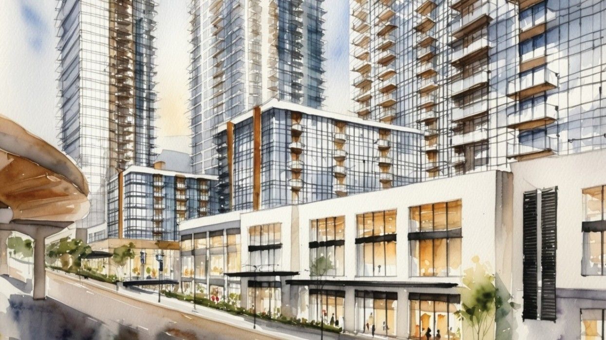 An artistic rendering of the proposed master-planned community, from along North Road in Coquitlam.