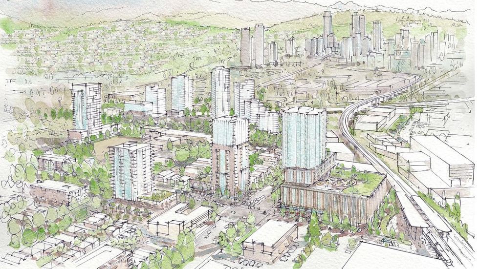 An artistic rendering of the Rupert and Renfrew Station Area.