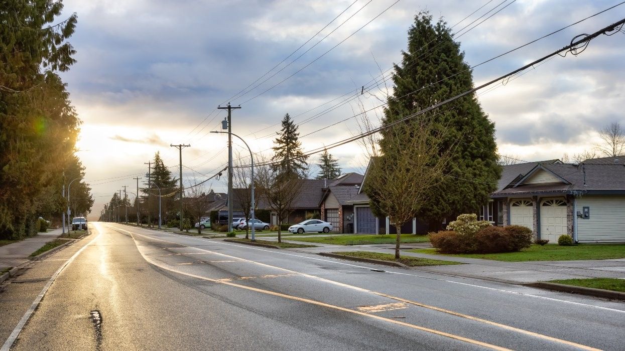 An empty residential street in Surrey.